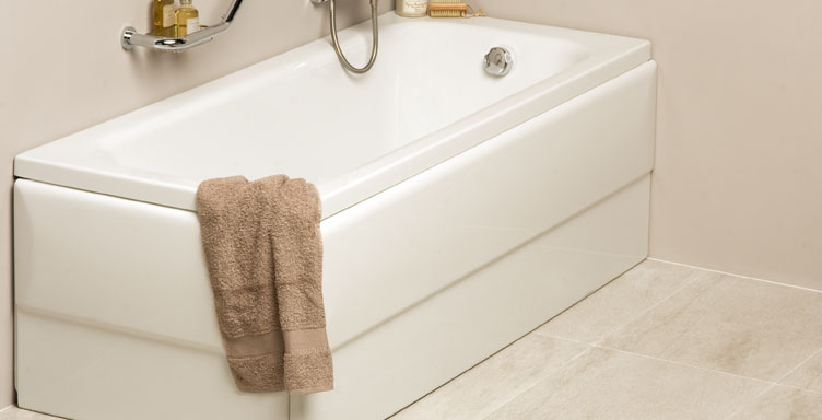VitrA Balance bath with towel draped over side